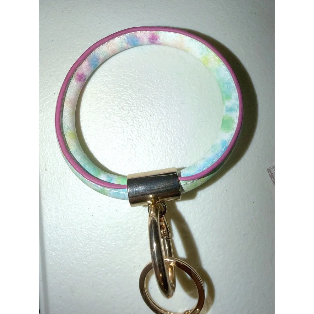 Pastel Bangle Keychain Wristlet Gold Tone Tassel 9